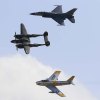 A Legacy flyby featuring an F-16, P-38 and F-86.